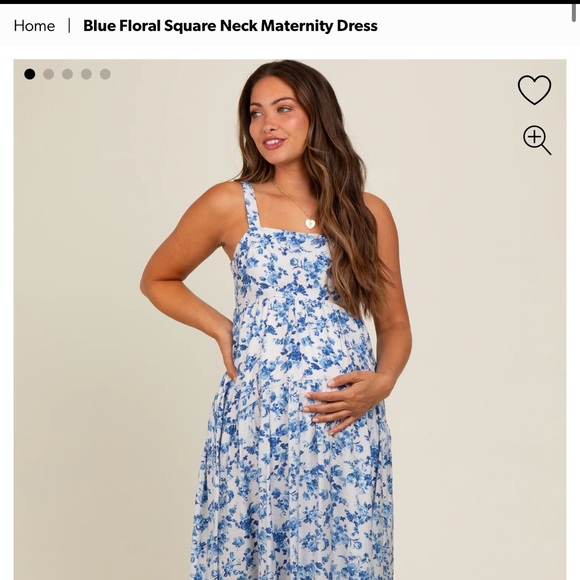 Pinkblush Blue Floral Square Neck Maternity Dress M - Picture 8 of 9